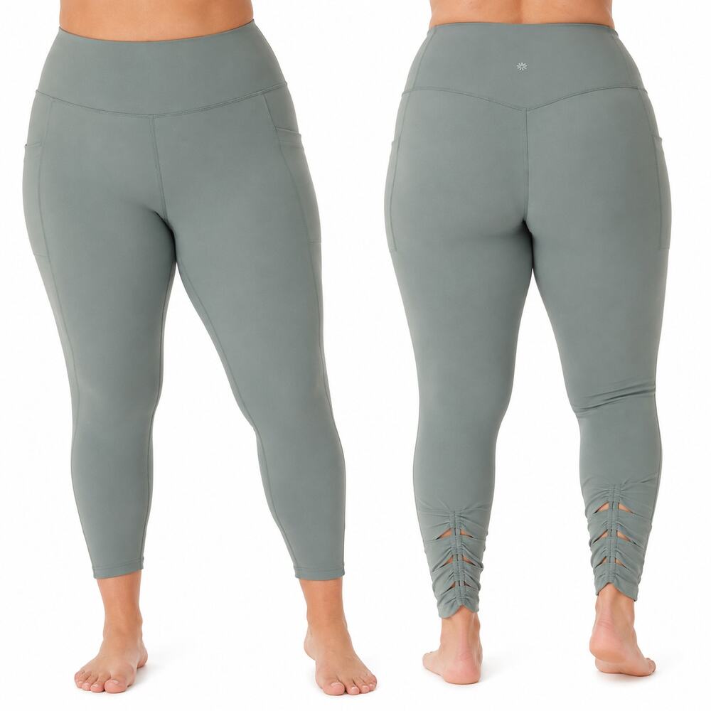 Athleta Green Salutation Stach Pocket II Cinch 7/8 Length Athletic Leggings